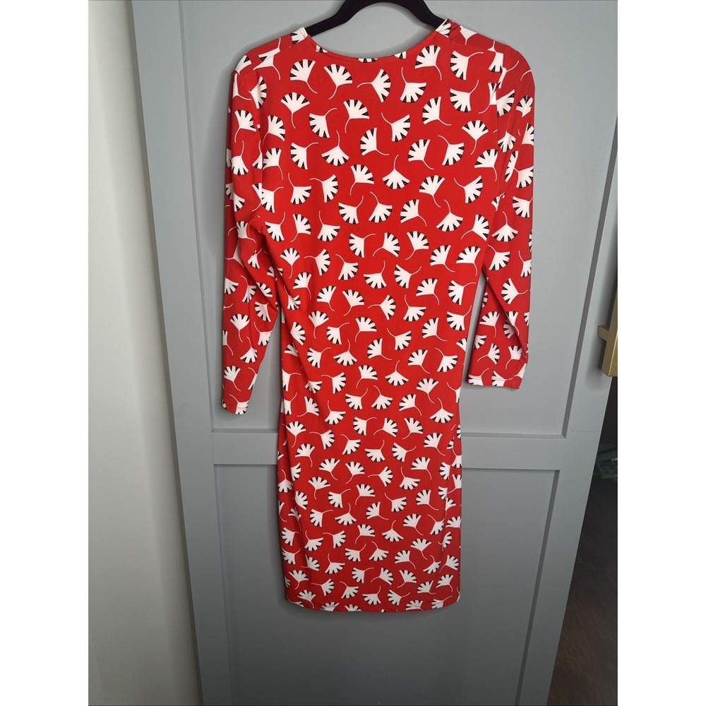 Anne Klein Women's Signature Red Wrap Style Dress Poppy Combo- Size M - Picture 7 of 8